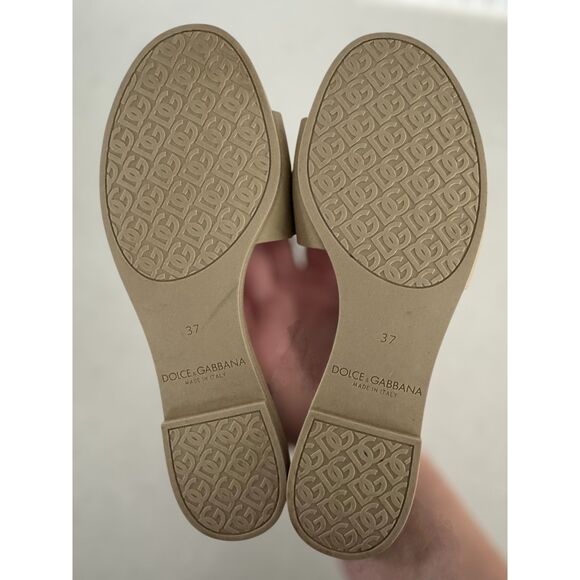 Dolce & Gabbana Cream Interlock Logo Rubber Slides Sandals Size 37 - Picture 6 of 7